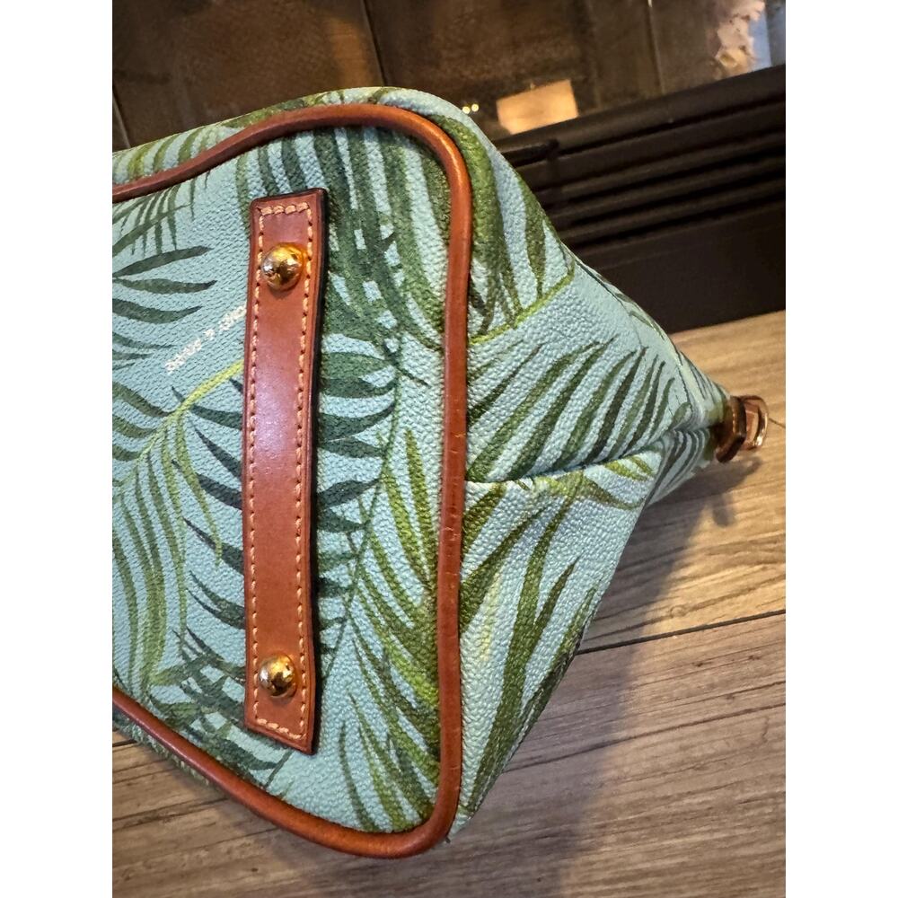 Dooney & Bourke Tropical Fern Satchel Handbag Sky Blue Green (11.5x9x6 inches) - Picture 9 of 14
